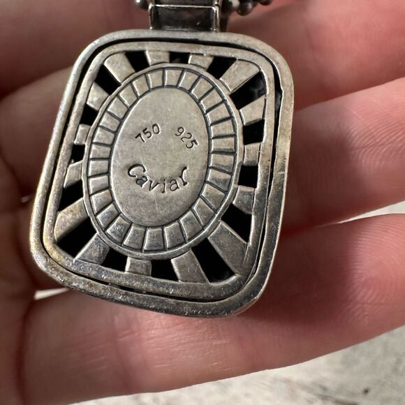 Vintage Lagos Cavier Mix Metal 925 & 18k Bead Chain And Large Pendant - Picture 9 of 11